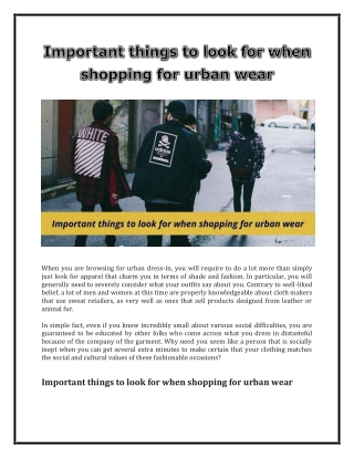Important things to look for when shopping for urban wear