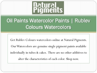 Oil Paints Watercolor Paints | Rublev Colours Watercolors