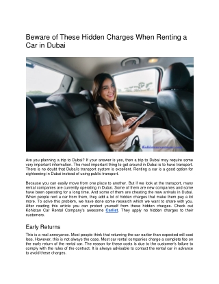 Beware of These Hidden Charges When Renting a Car in Dubai