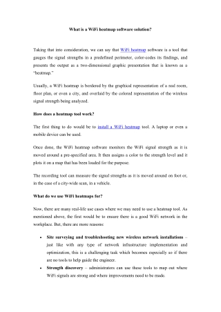 What is a WiFi heatmap software solution