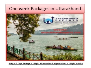 One week Packages in Uttarakhand