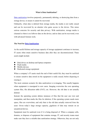 What is Data Sanitization