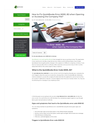 How to Rectify QuickBooks Error Code 6000, 82?