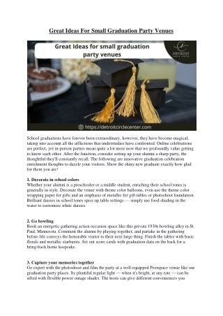 Great Ideas for small graduation party venues