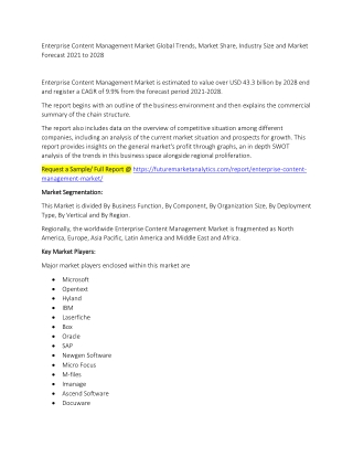 Enterprise Content Management Market Trends, Market Share, Industry Size, Growth, and Market Forecast 2021 to 2028