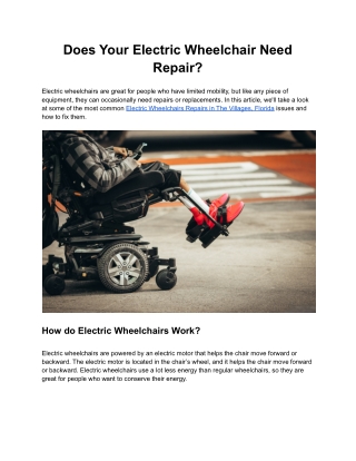 Does Your Electric Wheelchair Need Repair?