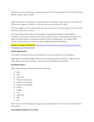 High Performance Computing as a Service Market Trends, Market Share, Industry Size, Growth, and Market Forecast 2021 to