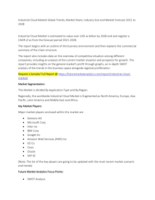 Industrial Cloud Market Trends, Market Share, Industry Size, Growth, and Market Forecast 2021 to 2028
