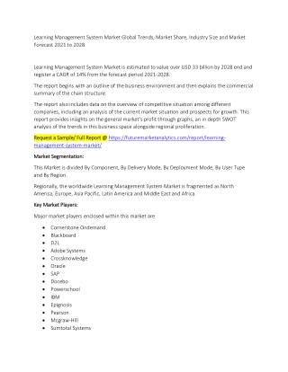 Learning Management System Market Trends, Market Share, Industry Size, Growth, and Market Forecast 2021 to 2028