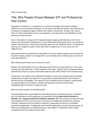 Why People Choose Between DIY and Professional Pest Control_ Cycreek Pest