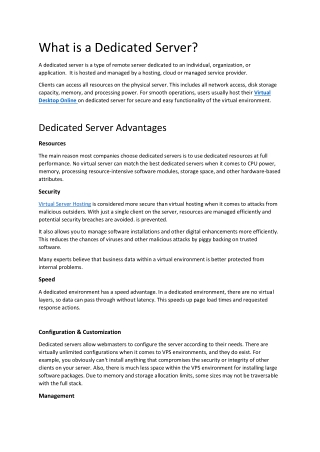 What is Dedicated Server.