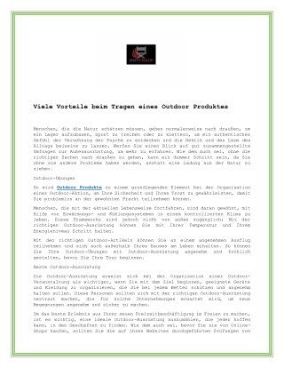 Viele Vorteile beim Tragen eines Outdoor Produktes(1)
