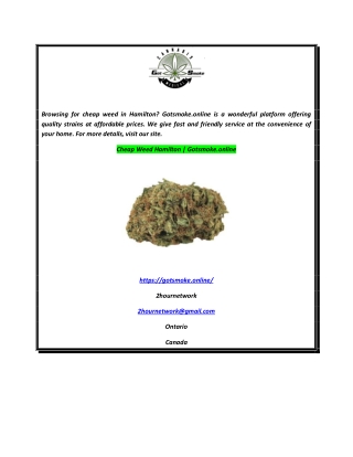 Cheap Weed Hamilton  Gotsmoke.online