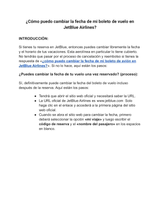 ¿Cómo puedo cambiar la fecha de mi boleto de vuelo en JetBlue Airlines?