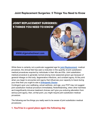 Joint Replacement Surgeries_ 5 Things You Need to Know