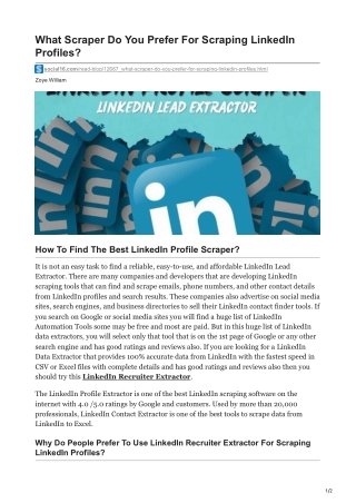 What Scraper Do You Prefer For Scraping LinkedIn Profiles