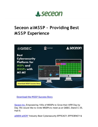 Seceon aiMSSP - Providing Best MSSP Experience - Seceon