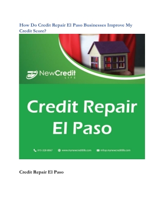 How Do Credit Repair El Paso Businesses Improve My Credit Score