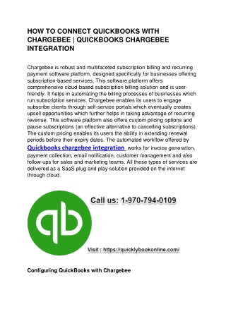 How to connect Quickbooks with Chargebee