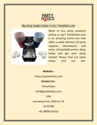Buy Party Product Online In Usa  Partyholics