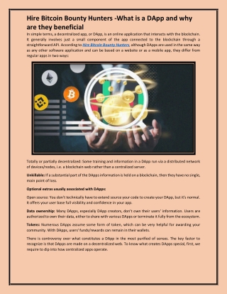 Hire Bitcoin Bounty Hunters -What is a DApp and why are they beneficial
