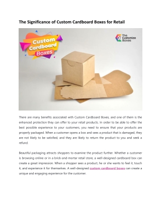 The Significance of Custom Cardboard Boxes for Retail