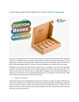 Custom Boxes with Inserts Make Your Product Safe and Appealing