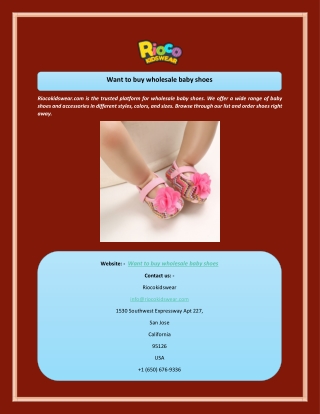 Want to buy wholesale baby shoes