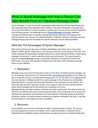 What Is Sports Massage And How A Person Can Take Benefit From It  Medical Massage Detox