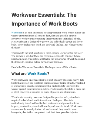 Workwear Essentials: The Importance of Work Boots