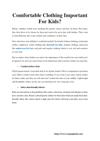 Comfortable Clothing Important For Kids.docx