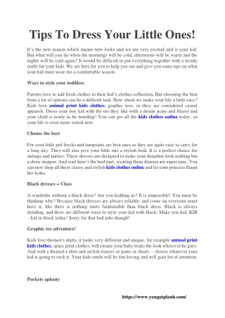 Tips To Dress Your Little Ones