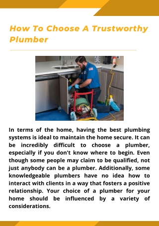 How To Choose A Trustworthy Plumber