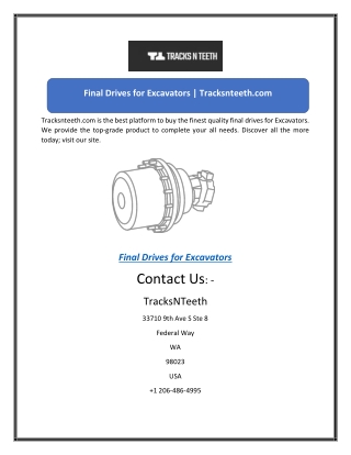 Final Drives for Excavators | Tracksnteeth.com