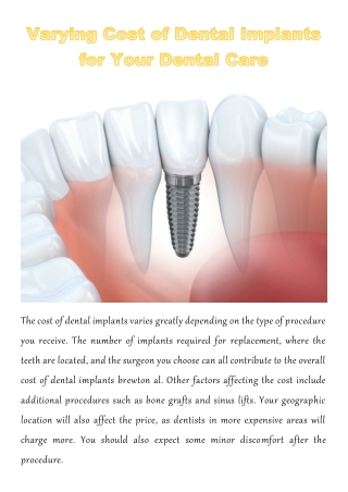 Varying Cost of Dental Implants for Your Dental Care