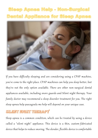 Sleep Apnea Help - Non-Surgical Dental Appliance for Sleep Apnea