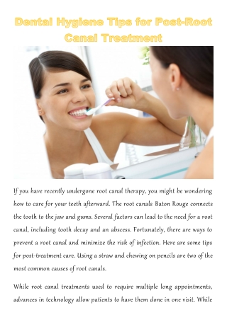 Dental Hygiene Tips for Post-Root Canal Treatment