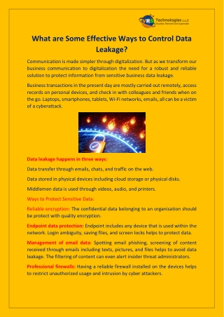 What are Some Effective Ways to Control Data Leakage