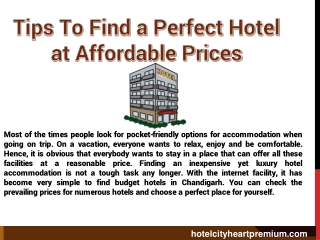 TIPS TO FIND A PERFECT HOTEL AT AFFORDABLE PRICE