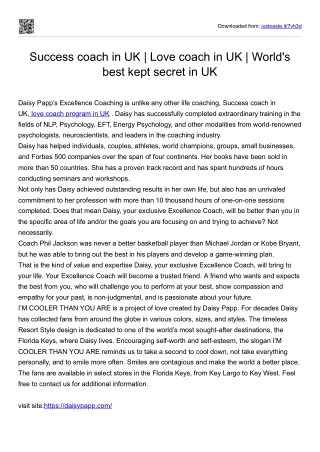 Daisy Papp - The world's best kept secret. Success coach, love coach