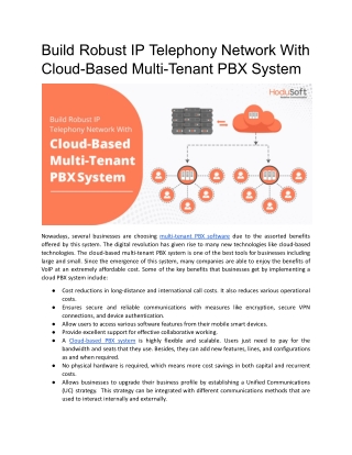 Build Robust IP Telephony Network With Cloud-Based Multi-Tenant PBX System