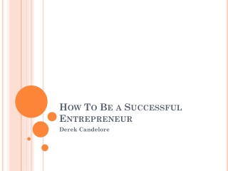 How To Be a Successful Entrepreneur- Derek Candelore