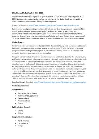 Global Carob Market Size Outlook Analysis 2022-2029