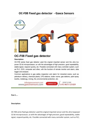 OC-F08 Fixed gas detector  - Gaxce Sensors