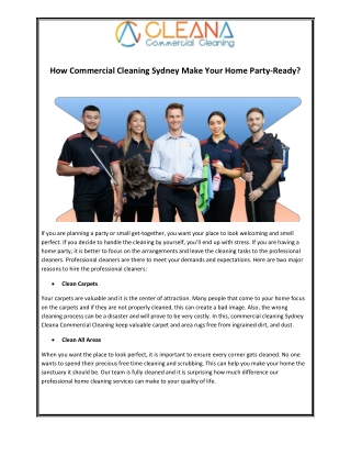 How Commercial Cleaning Sydney Make Your Home Party-Ready