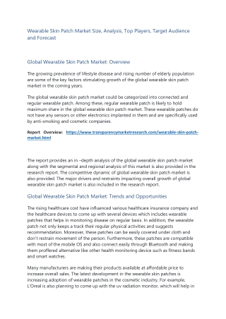 Wearable Skin Patch Market Size