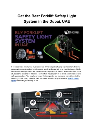 Get the Best Forklift Safety Light System in the Dubai, UAE