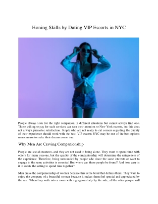 Honing Skills by Dating VIP Escorts in NYC