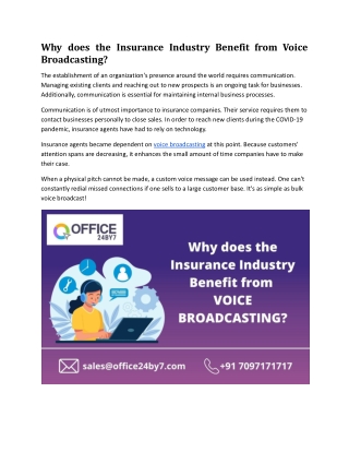 Why does the Insurance Industry Benefit from Voice Broadcasting