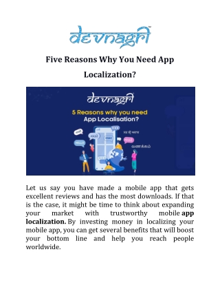 Five Reasons Why You Need App Localization?